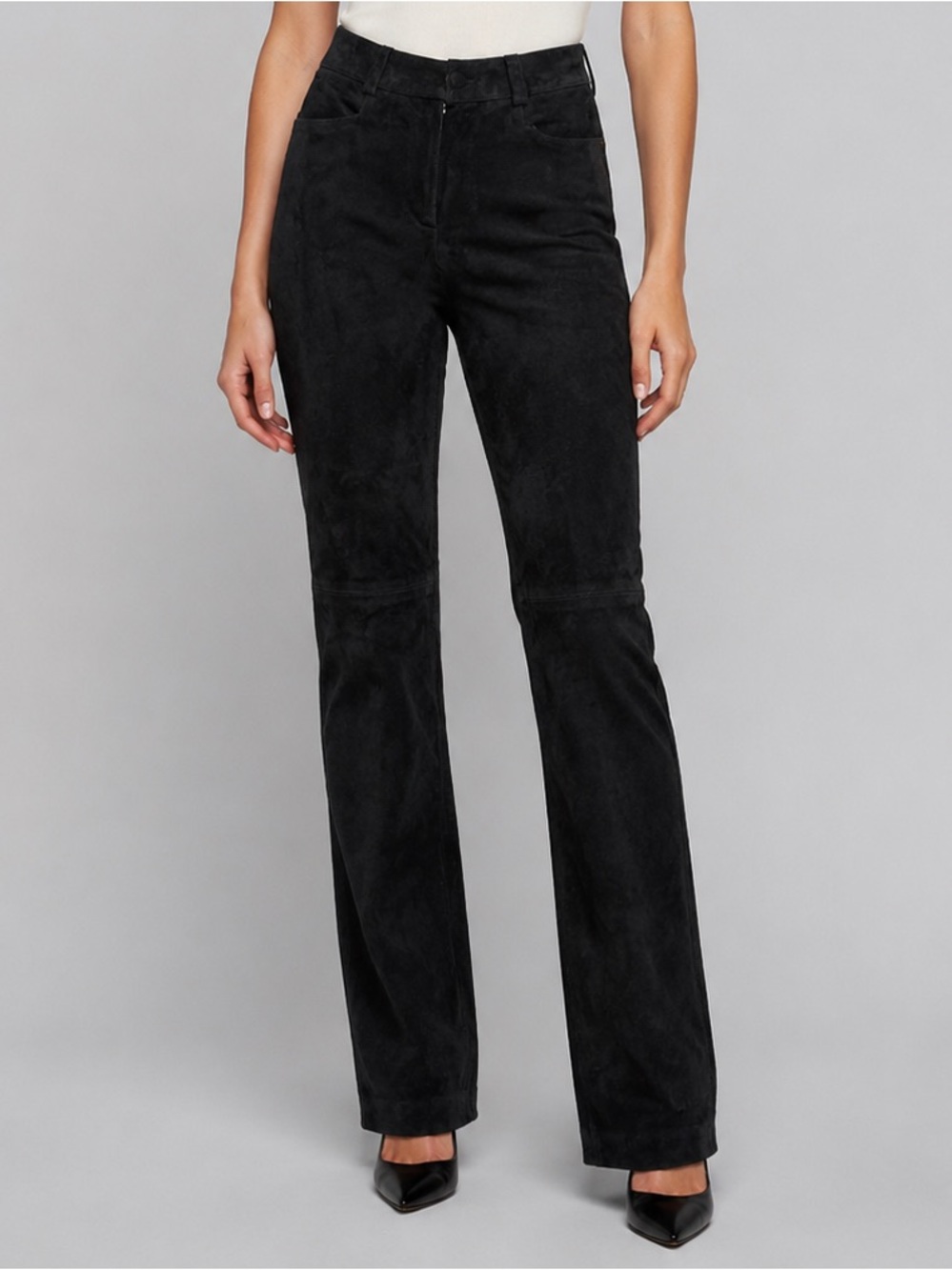 Vintage bebe Black Genuine Suede Leather high rise Pants size 4